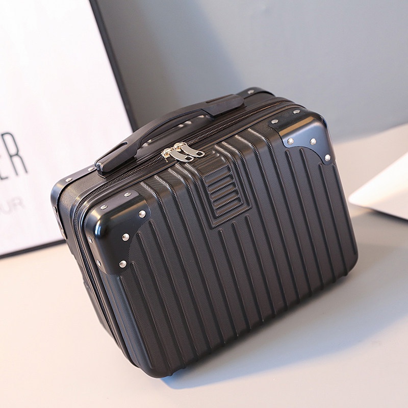 Koper Makeup Beauty Case 14 Inci Zipper &amp; Lock Key Travel Bag Organizer Luggage Cosmetic Import