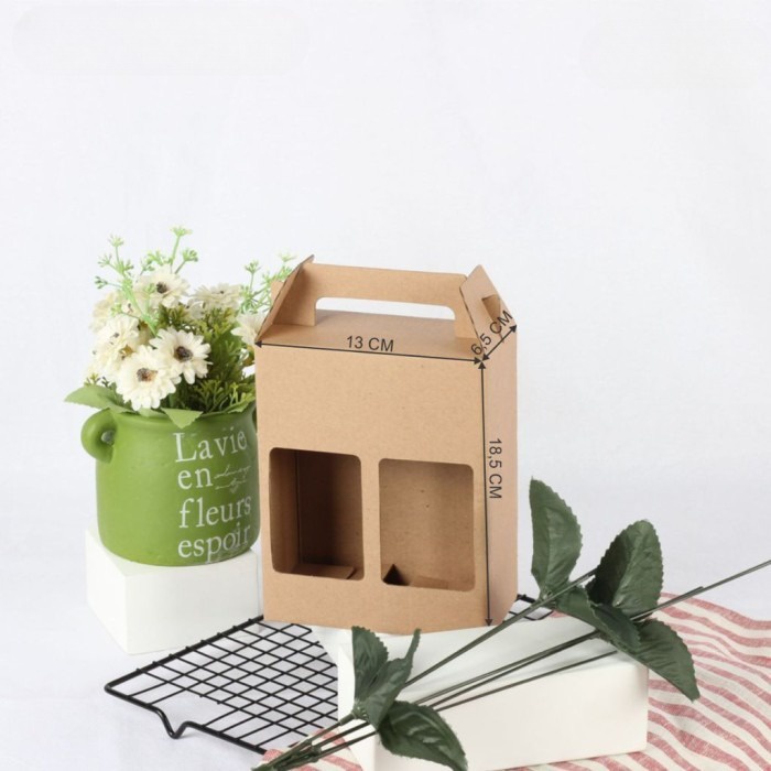 

10 Pcs Box Die Cut Packaging 2 Botol 350 ml Dus Jinjing Cokelat Polos Kemasan Hampers Ukuran 13 x 6,5 x 18,5cm