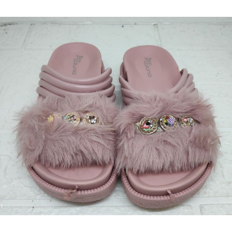 SANDAL IMPORT LALUNA BERBULU MODEL ZAMAN NOW  29-35 HARGA MURAH