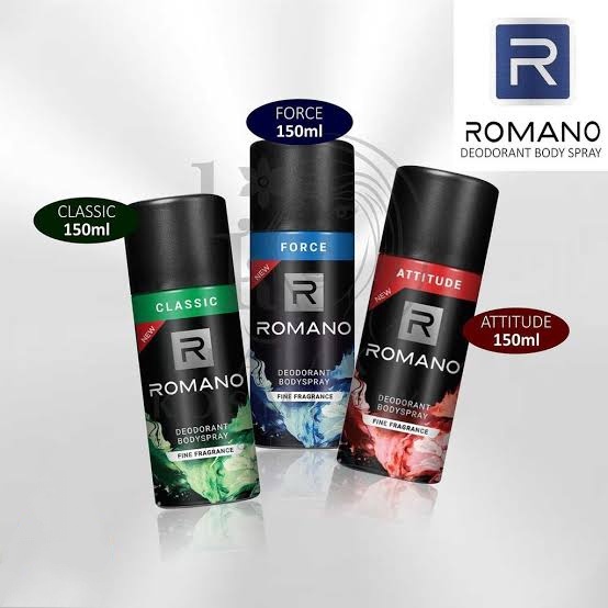 Romano Deodorant Body Spray 150ml Parfum Pria Force Attitude