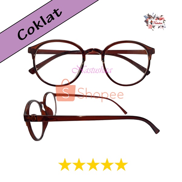 Kacamata Fashion Lensa Normal Transparan Model Frame Oval Retro Vintage Frame Eye-glasses Untuk Pria Wanita Unisex NOCASE