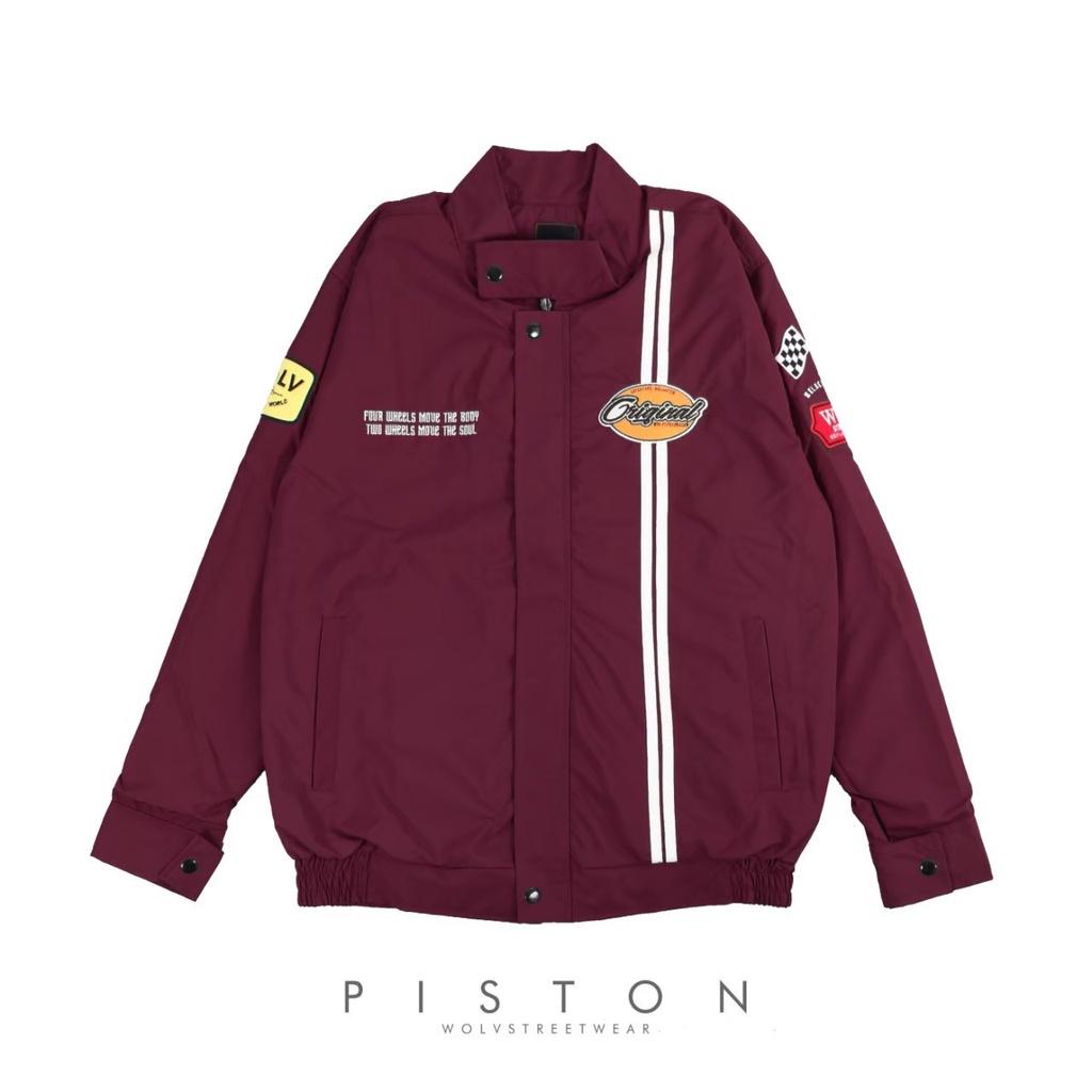 Jaket Riding Motor Pria - MAROON / WOLV JAKET RACING PRIA / Vintage Jaket Pria Terbaru Keren Simple 