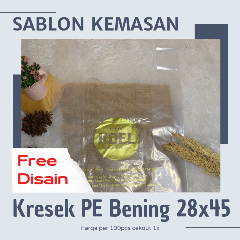 Sablon Plastik Kresek PE Bening Uk 28cm dan 35cm