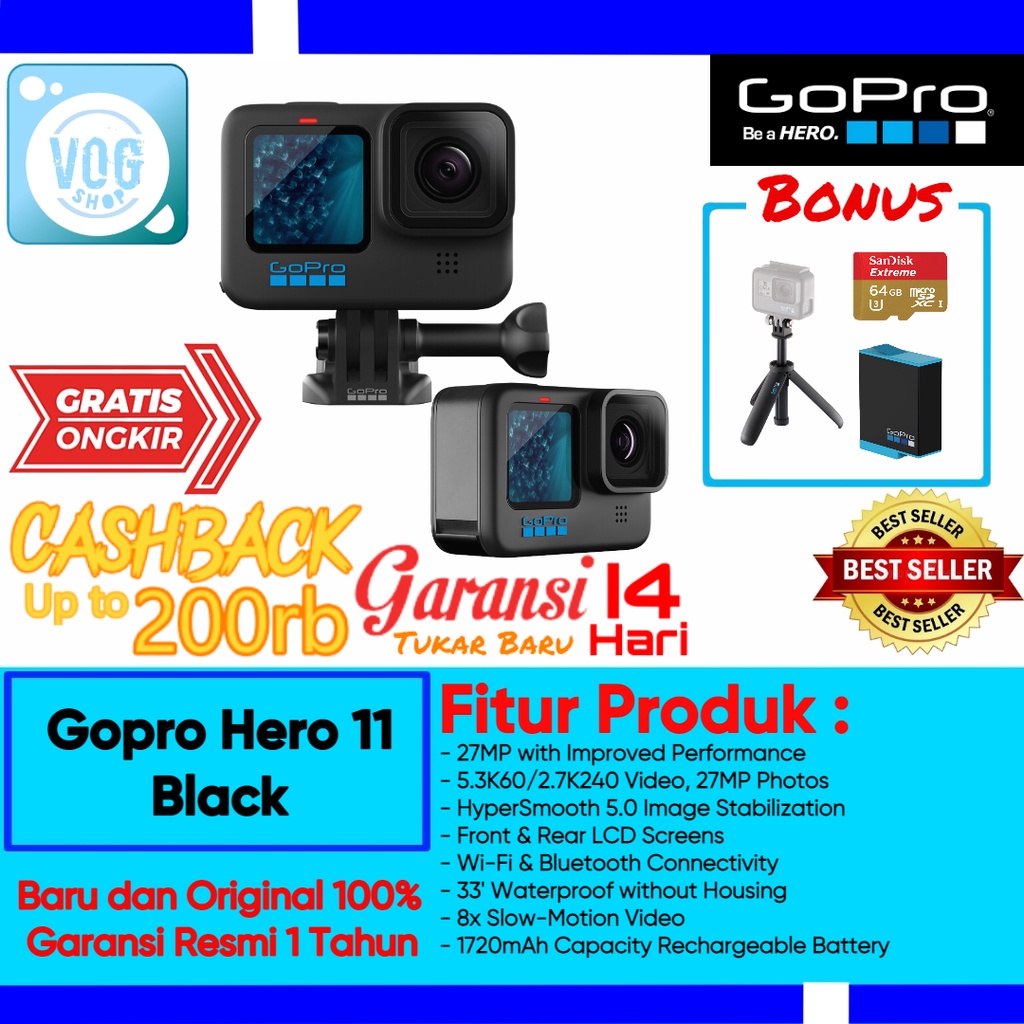 Gopro Hero 11 Black Waterproof Action Camera - Gopro 11 - Hero 11