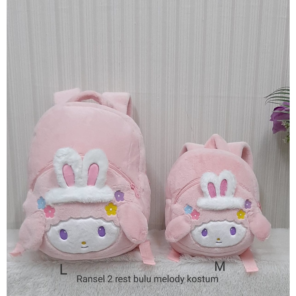 Ransel Melody Bulu size M/tas lucu/Ransel Anak Perempuan/Tas Boneka/Tas Melody