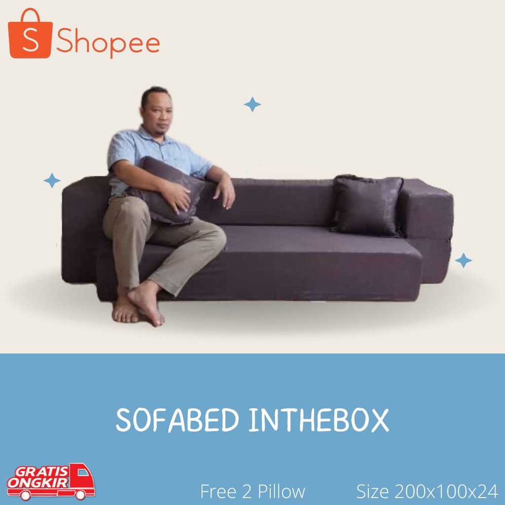 Sofa Bed INTHEBOX KING COIN Kasur Lipat Busa Kain Katun Embosh Kursi Lipat Lesehan Ukuran 200x100x24