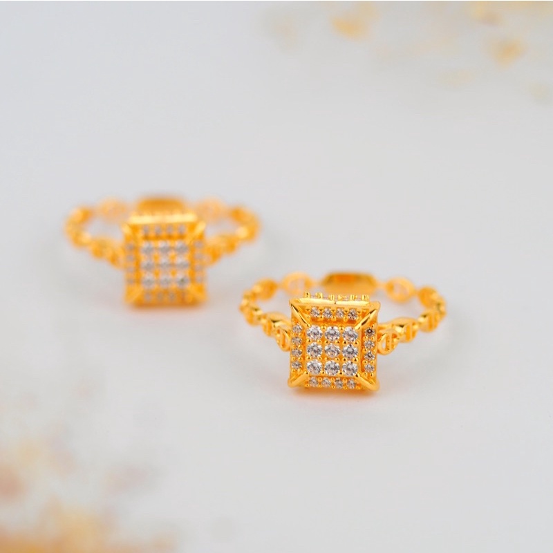Cincin Emas Vallenci Plat Persegi Full Mata - Toko Emas Gadjah