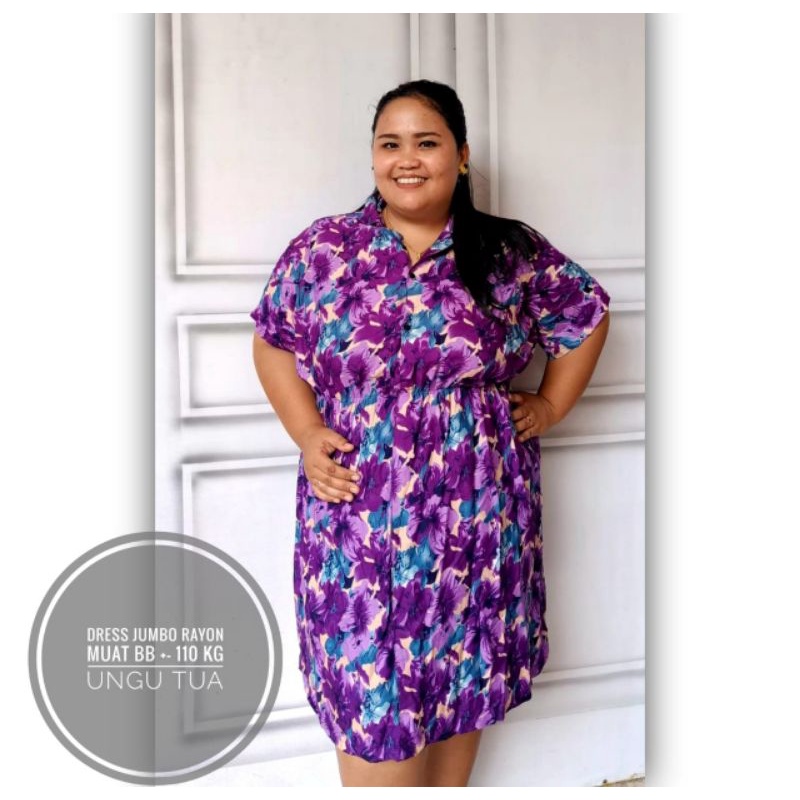 Dress Jumbo Bahan Rayon Print