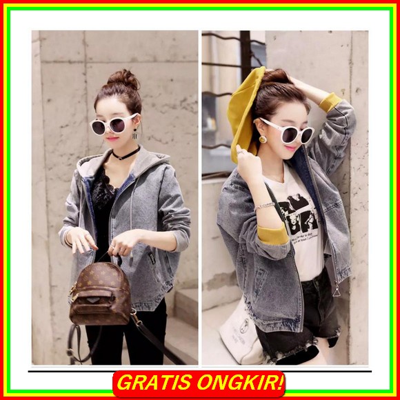 Amr Original - Pearl Pluto 5391 - Jacket Jeans Oversize Dream 934-Jaket Jeans Wanita Dengan Hodie