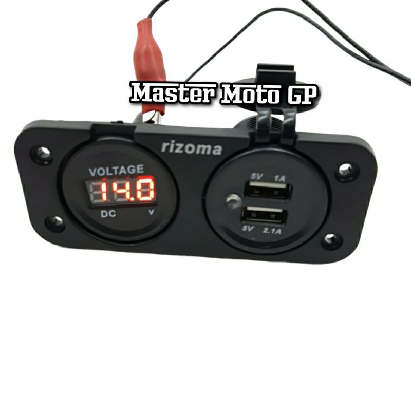 volt meter plus Usb Rizoma charger HP Voltmeter dan charger chager casan hp Voltmeter Aki motor Rizoma nmax pcx lexi aerox vario mio beat ADV Lexi Xmax