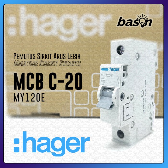 HAGER MCB 1Phase 20A - circuit breaker / pemutus arus listrik C20 1P