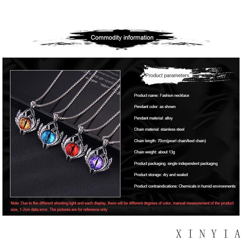 【Bayar di tempat】Setan Mata Liontin Kalung Unik Vintage Boho Perhiasan Baja Titanium Halloween Kalung Sederhana Pria Leher Rantai Stainless Steel Alloy Gaya Vintage Punk Turki