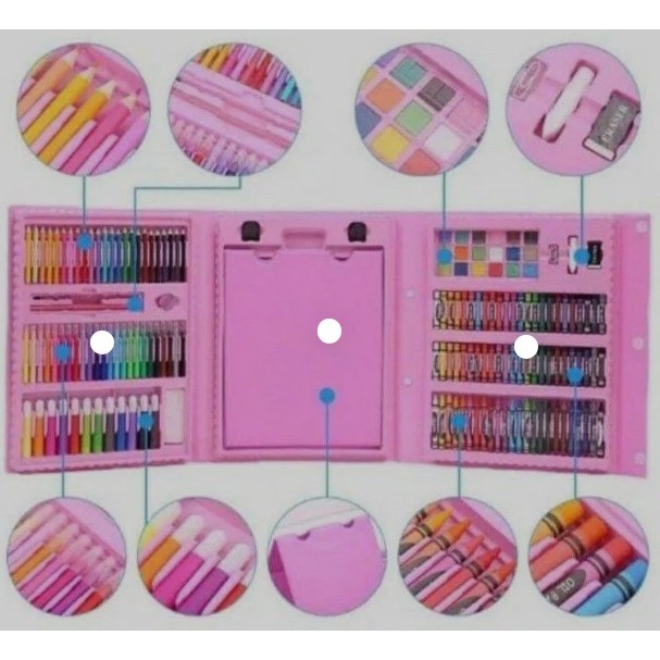 KRAYON SET 208 PCS MEWARNAI ANAK ANAK KEKINIAN / CRAYON MEWARNAI ANAK 208 PCS / SET PENSIL WARNA 208PCS / ALAT MENGGAMBAR DAN MELUKIS ANAK / CRAYON CAT AIR ANAK ANAK