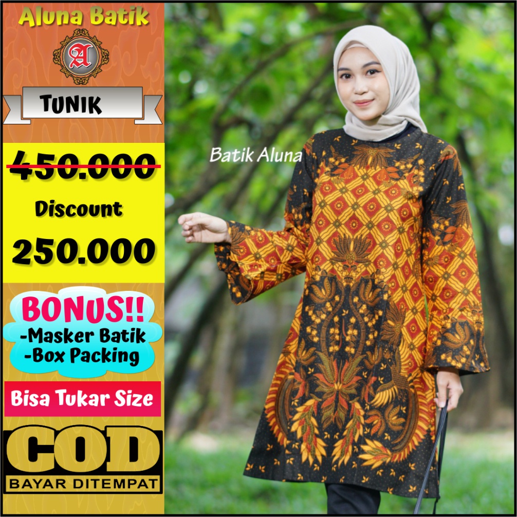 Seragam Kerja Kantor Wanita Batik Tunik Muslim Premium TBA 095