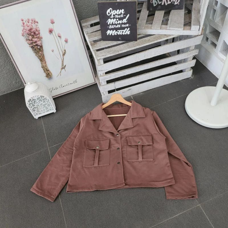 Sandra Crope Sweater Wanita Pleece Tebal XL