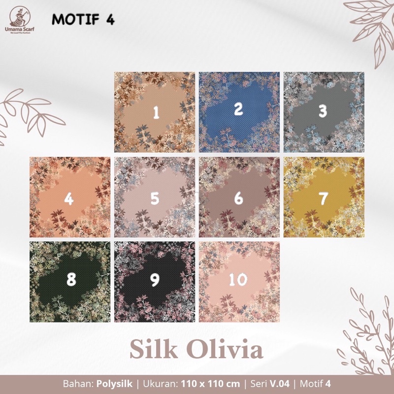 [PART 1] HIJAB SEGIEMPAT SILK OLIVIA MOTIF