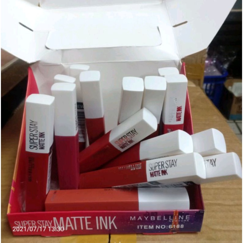 Set Isi 12pcs Perlusin Kualitas Premium Lipcream Maybelline Matte Superstar INK Barcode Lipp Glos Li