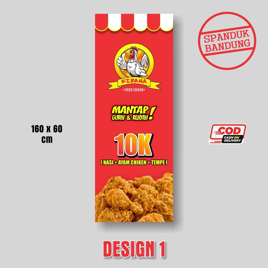 Jual SPANDUK FRIED CHICKEN / BANNER CHICKEN / ukuran 60 x 160 cm