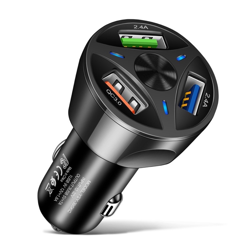 Car Charger Fast Charger 3 Port USB AN-66 QC 3.0 7A MICRO, TYPE C, LIGHTNING Output Saver Led PROMO SEN-AB