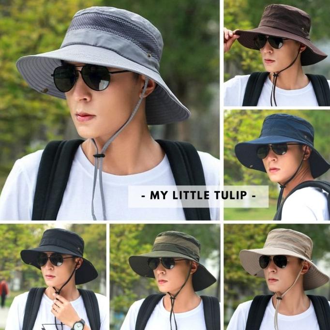 Topi Rimba Pria / Topi Hiking Cowok Bucket Hat Topi Safari Pria Bagus