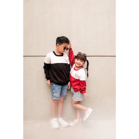 Crewneck kombinasi Anak /Sweater kombinasi anak/ embordery (Unisex) Kombinasi Warna