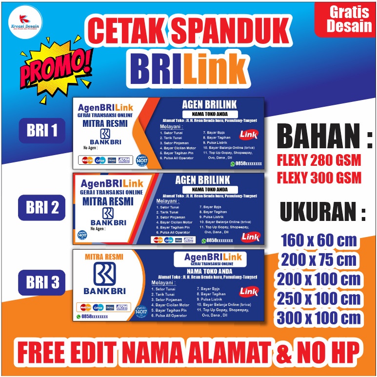 SPANDUK BRI Link murah/ banner brilink