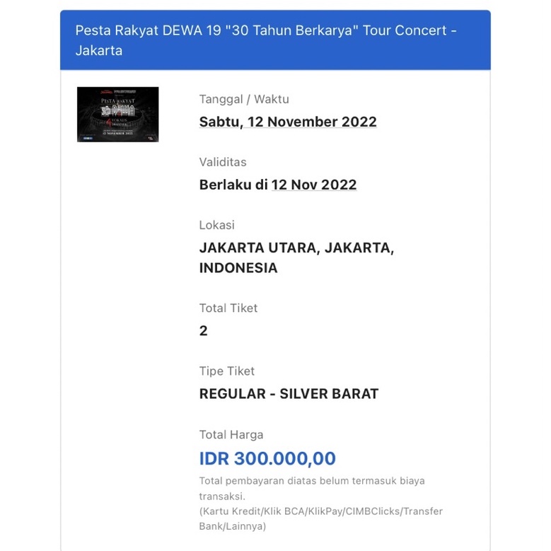 TIKET KONSER DEWA-19 Jakarta (JIS)