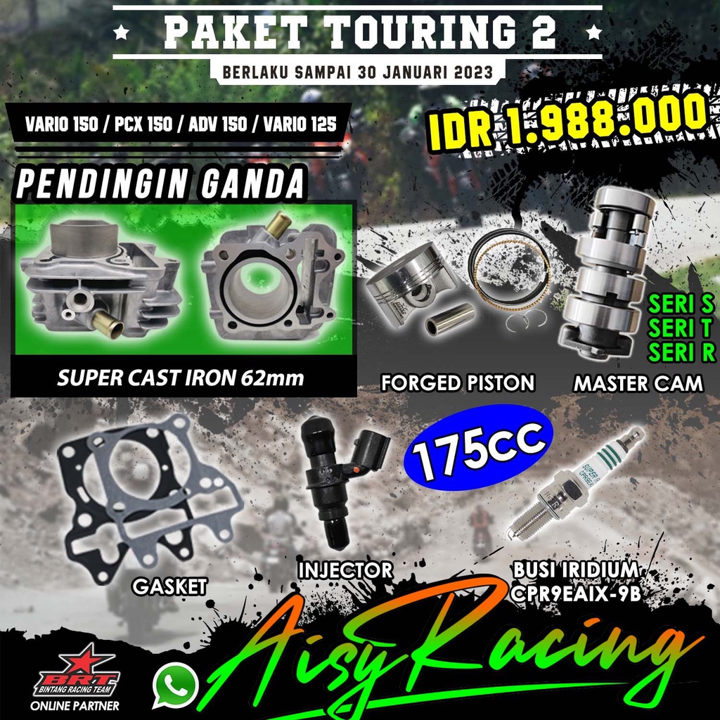 Paket Touring 2 BRT Paket Bore Up Double Cooler Vario 125 150 PCX 150 ADV 150 175cc - Blok 62mm Gen 