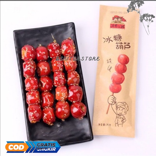 Bing Tang Hu Lu/Sugarcoated Haws on a Stick/Buah Khas China/Bing Tang Hu Lu Isi 25gram