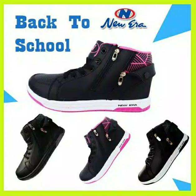 [KODE PRODUK QELHG5983] SEPATU ANAK SEKLAH SEPATU HITAM NEW ERA TUSCANY SIZE 30-42
