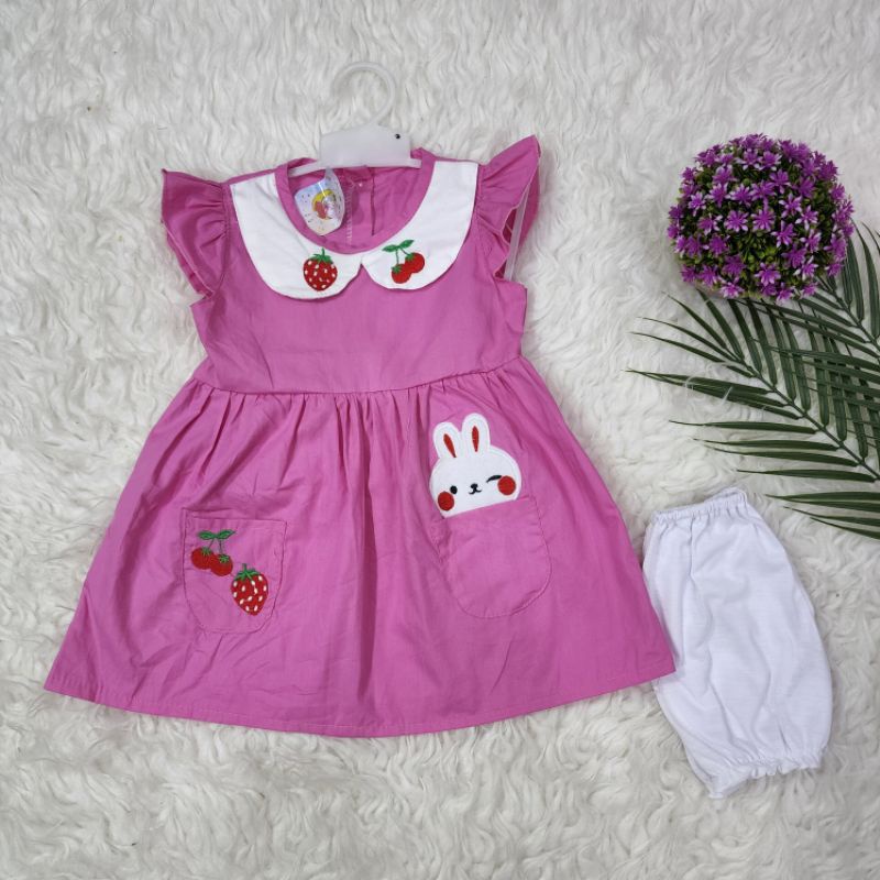 Baju bayi perempuan stelan dres RABBIT baby girl