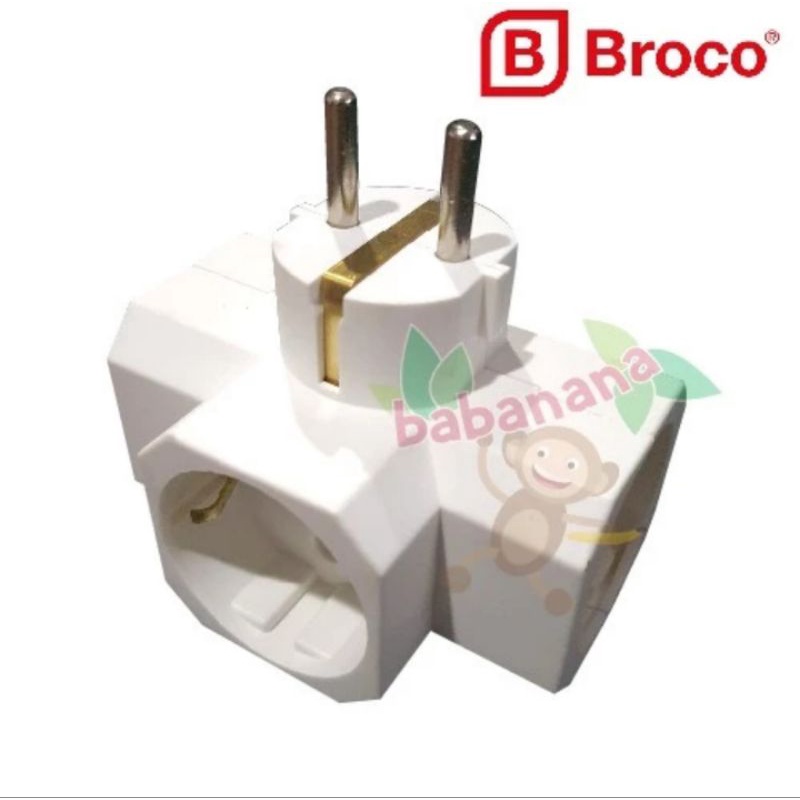 Broco Original colokan T steker listrik stop kontak adaptor cabang