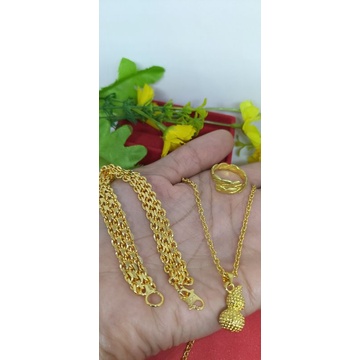 set perhiasan koin mesin+cincin koin Kuningan
