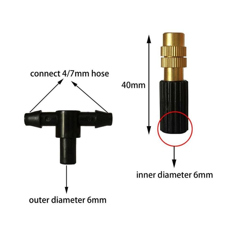 Mist Sprayer Kabut Nozzle Untuk Pedingin Kandang Ayam / Jamur Kuningan Plus Tee 4x7mm