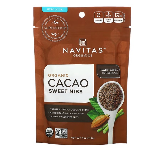 

Navitas Organics, Organic Cacao Sweet Nibs, 4 oz (113 g)