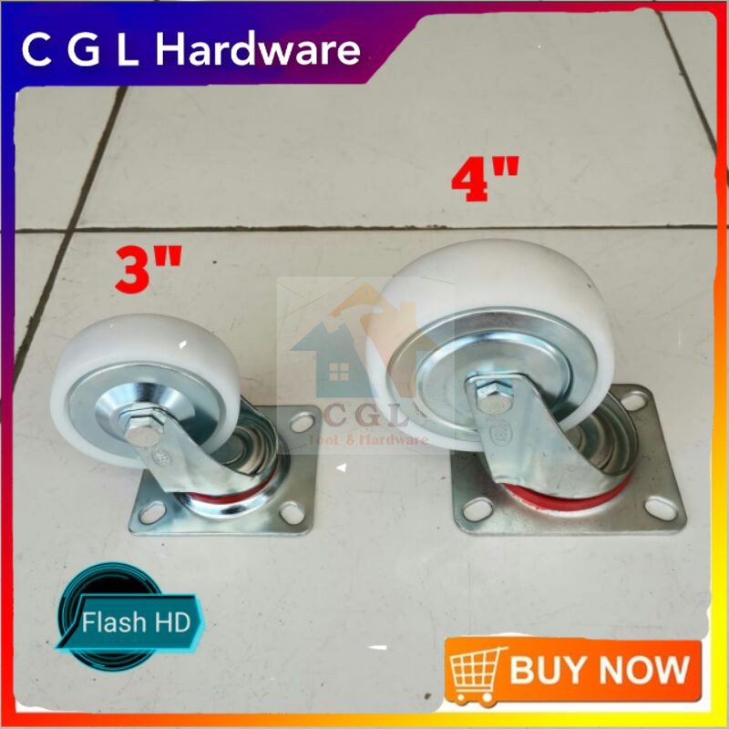 Roda karet Nylon /roda trolley/roda etalase lori HIDUP putar  Varian uk 3 inch dan 4 inch
