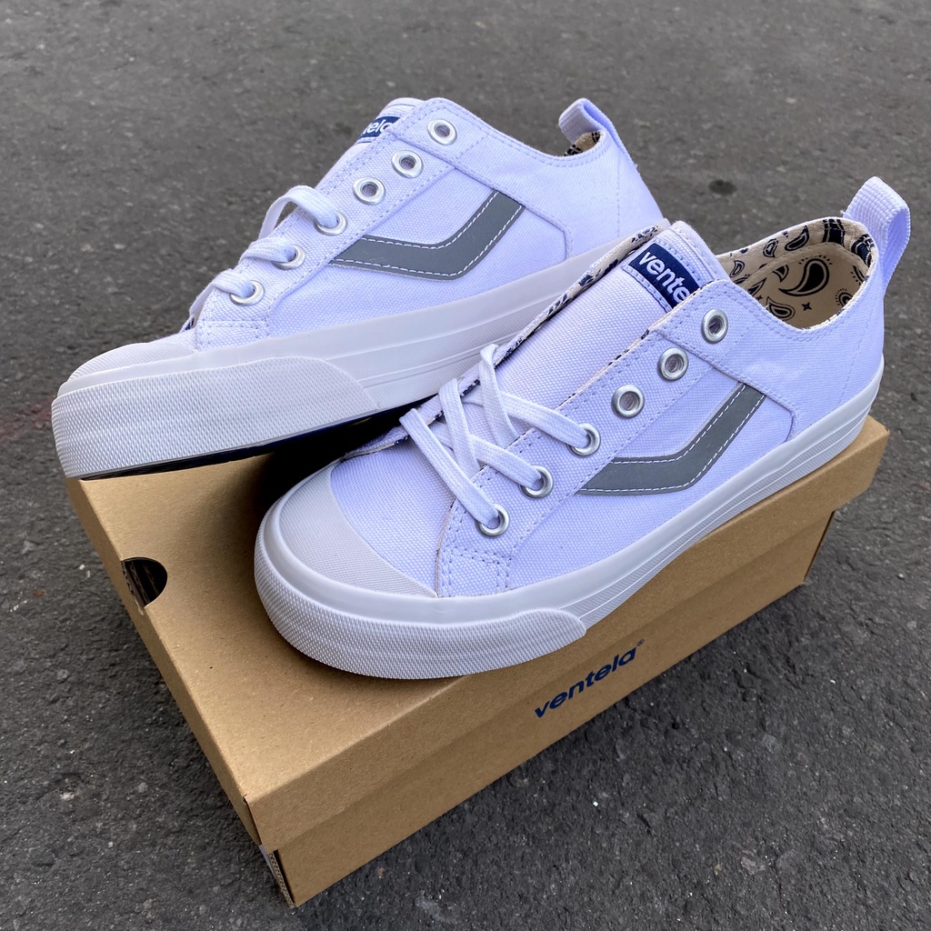 Ventela Reborn Black Natural  White Cream Reflective Original 100% Sepatu Vantela