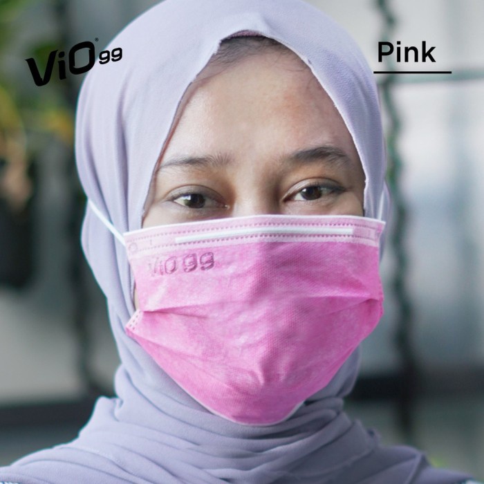 

MASKER HIJAB VIO 3 PLY ISI 50 - MASKER KESEHATAN ANTI DEBU - PINK
