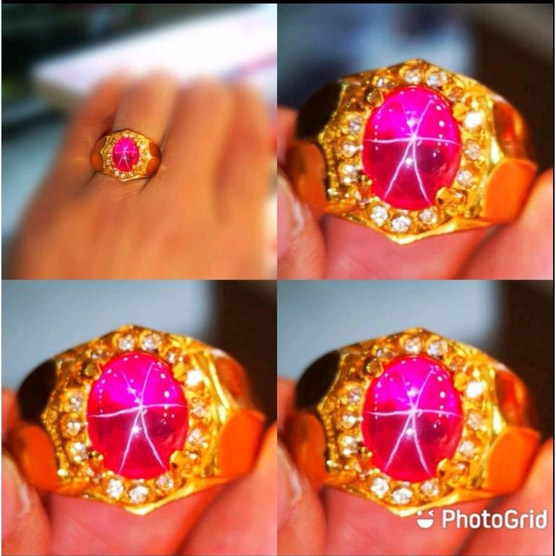 Cincin permata Merah siem star bangkok crystal higt quality