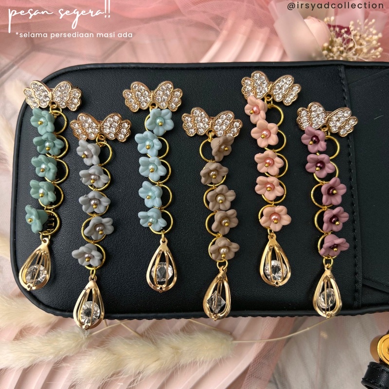 Bros Hijab Edisi Bunga Bunga kecil , Bros Hijab Bentuk 5 Bunga , Bros Warna Gold , Bros Pin Aksesoris Tambahan