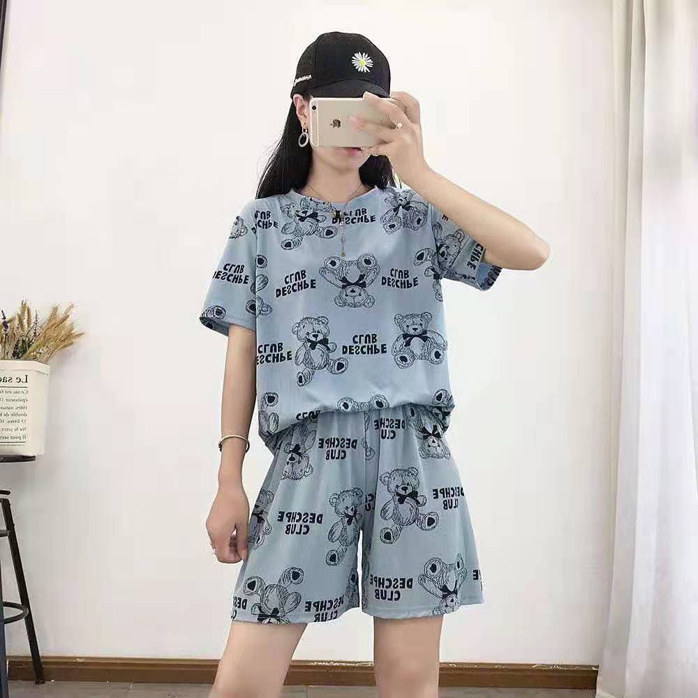 Victoria Pakaian Wanita Baju Tidur Wanita Piyama Lengan Pendek Import Motif Teddy Bear Fit to XXL 4062