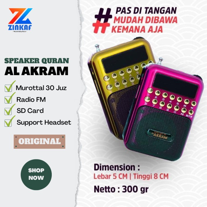 PROMO TERMURAH Speaker Alquran Mini Murotal 30 Juz Lengkap Al Akram ORA207