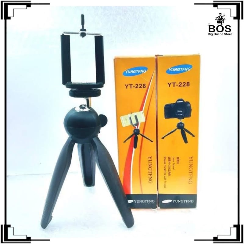 BOS - Tripod Yunteng Mini YT228 YT-228 +Holder U (Bisa buat HP &amp; Kamera)