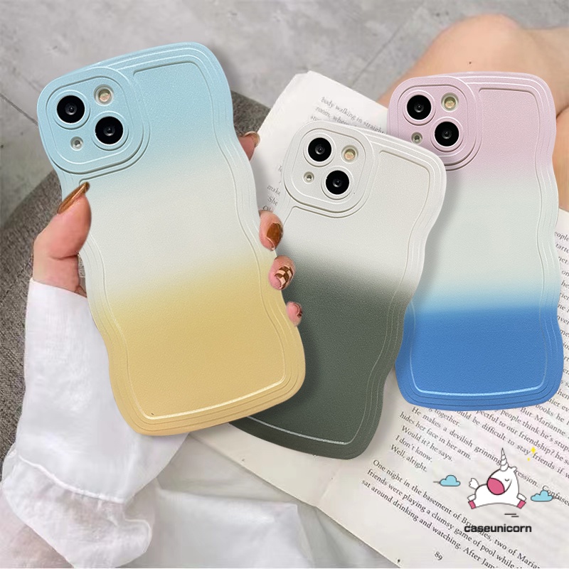 Casing Soft Case Samsung A14 A04s A04 A04E A13 A23 A12 A32 A50 A50s A03 A03s A51 A21s A20s A33 A52 A22 A31 A30s A02s A52s A11 M22 M32 Simple Colorful Gradient Wavy Edge Back Cover