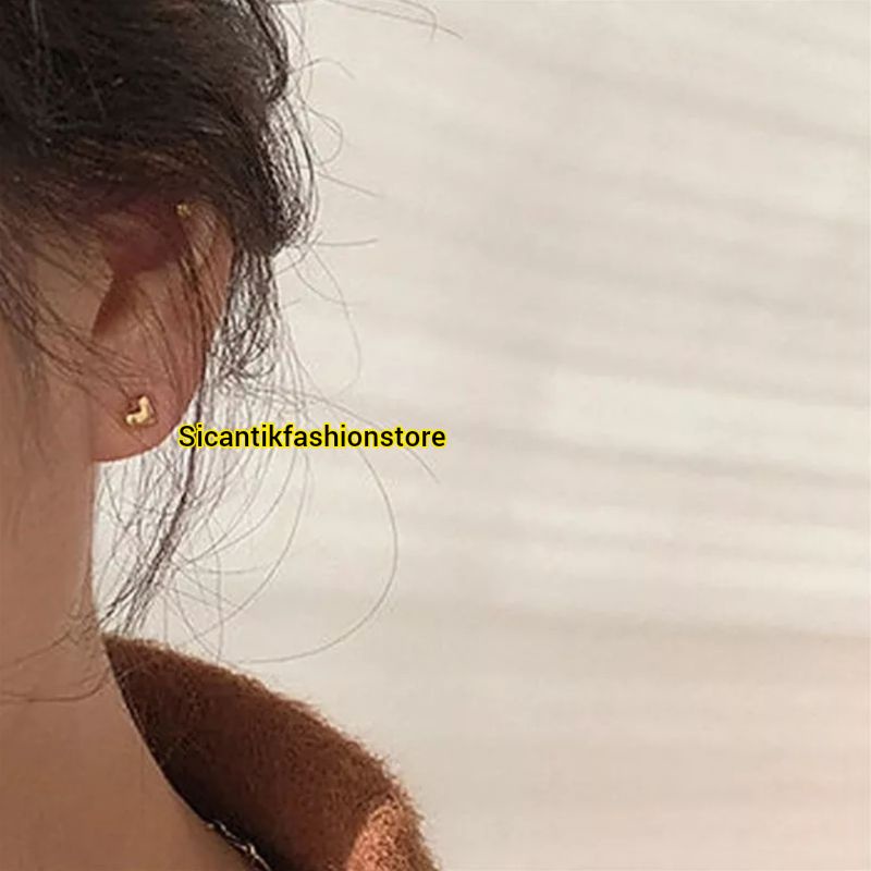 Anting Titanium Wanita Tusuk Gold Model Love Terbaru Terlaris Anti Karat Selamanya Anting Wanita Love K5 Gold  Anting Wanita Korea Kekinian