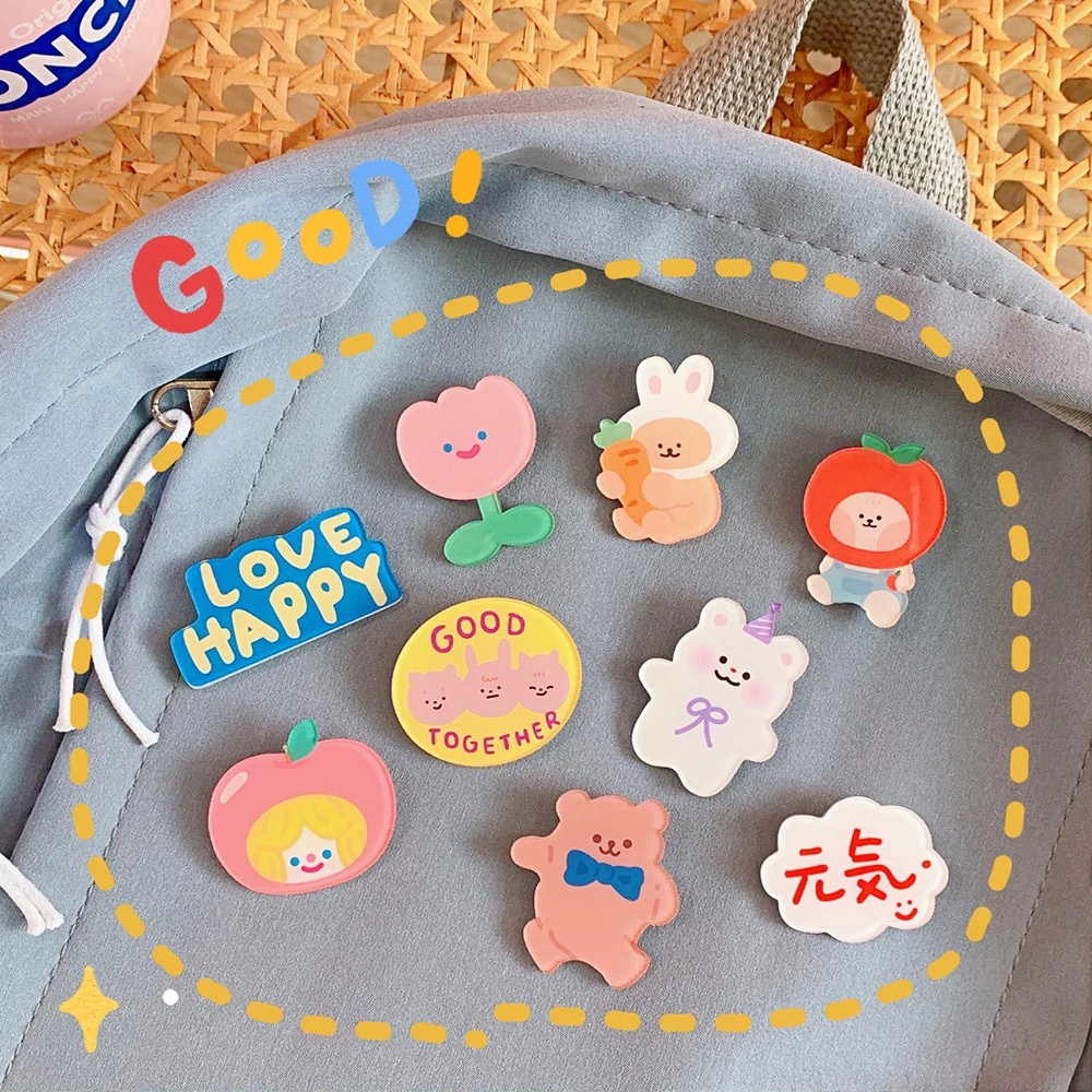 [Random Color]Creative Acrylic Brooch Cute Cartoon Brooch Fun Stationery Gift Ins Style Korean Cartoon Brooch Kawaii Bear Shaped Pin for School Bag Fashion Badge Bag Accessories