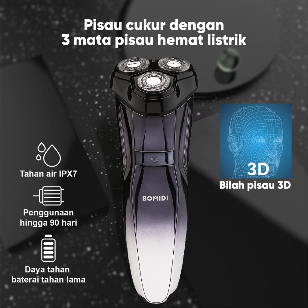 BOMIDI M5 Alat Cukur Rambut Elektrik Shaver Listrik Hitam Electric Razor Men