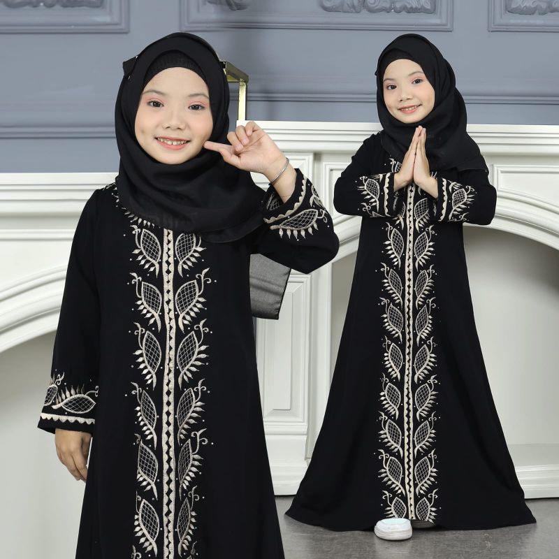 ABAYA GAMIS HITAM ANAK MUMTAZ + PASMINA
