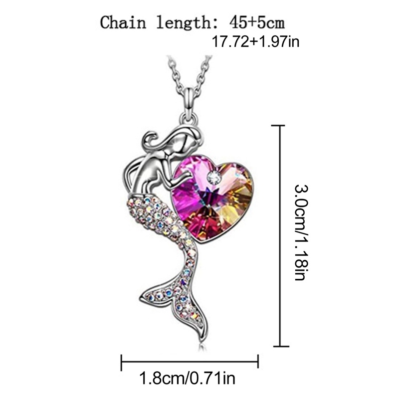 Kalung Liontin Kristal Bentuk Hati Warna Biru Pink Untuk Wanita