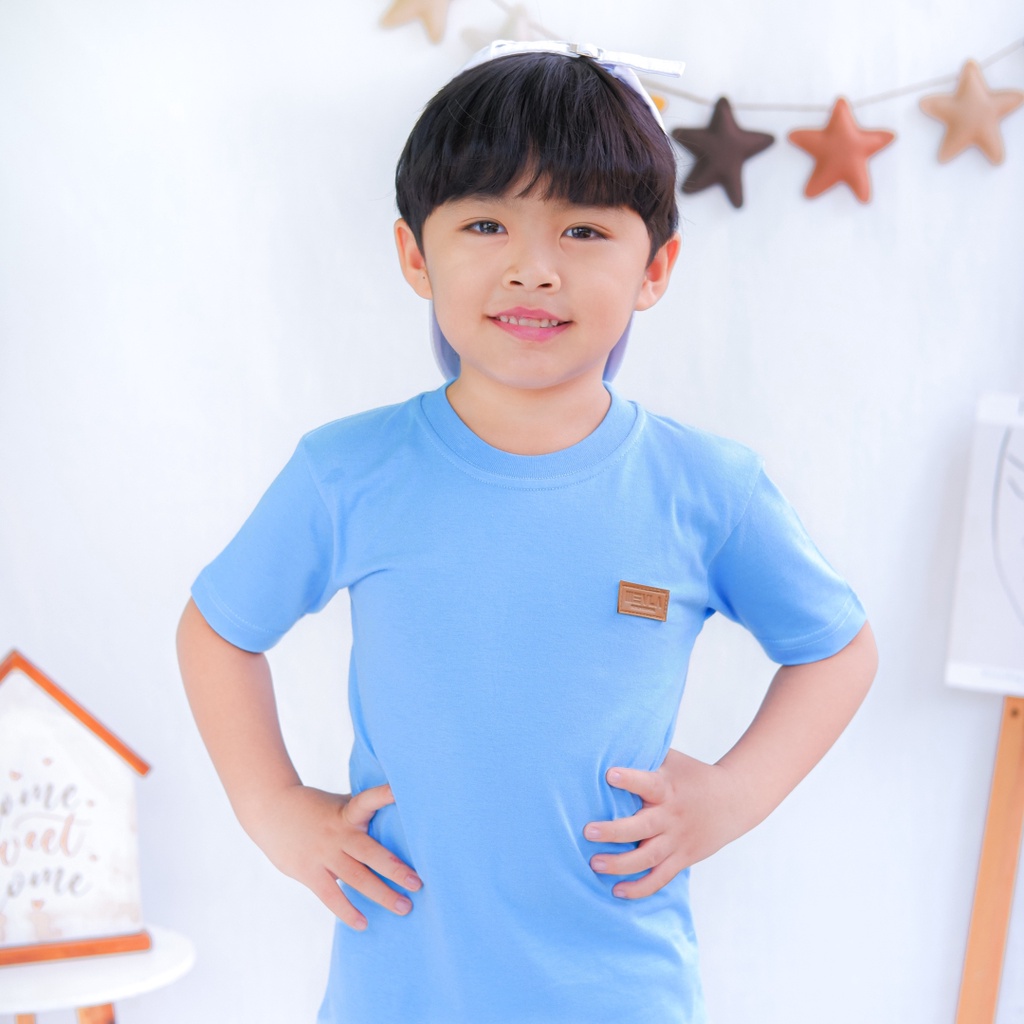 Kaos Polos Anak Laki Laki Perempuan Branded Premium Original | Mevla Kids - Kenzi Dusty Blue